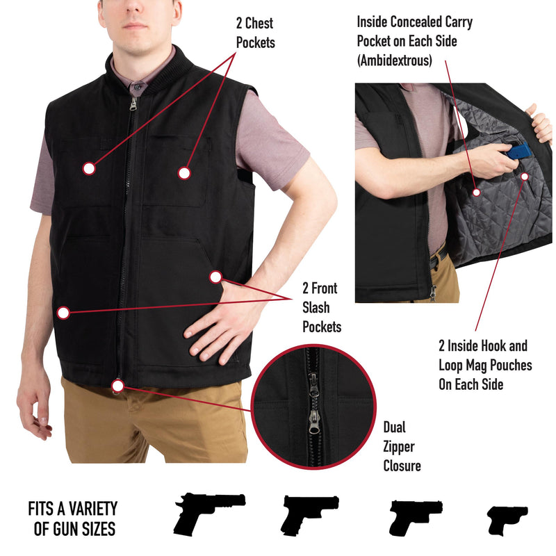 Rothco Concealed Carry Backwoods Canvas Vest, Small / Black