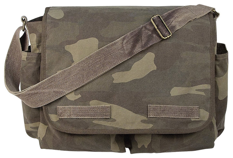 Rothco Vintage Washed Canvas Messenger Bag - Woodland Camo