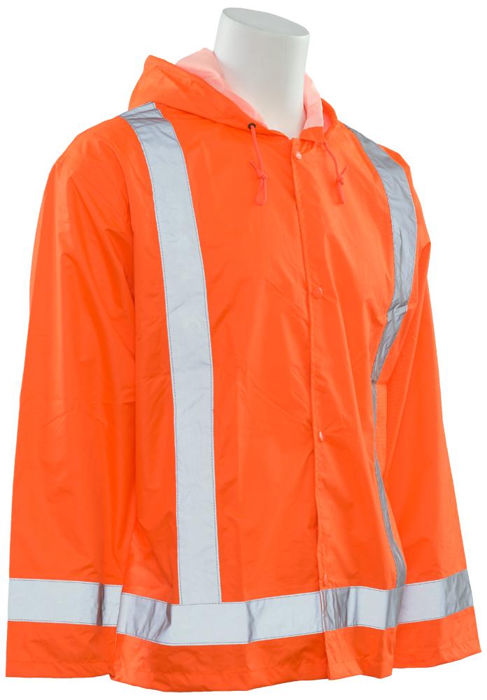 ERB S373 ANSI Class 3 High Visibility Orange Rain Jacket